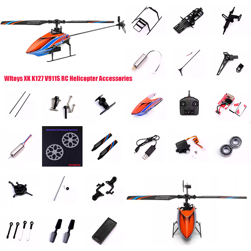 Rc Helicopter Tool Kit - Wltoys K127 ツールキットバッグギアメインローターキャノピーネジベースフレームブレードテールブームモーターワイヤー RC ヘリコプタースペアパーツ