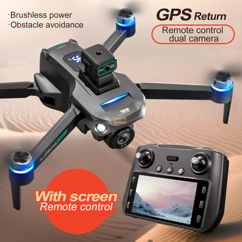Rc Helicopter Electric - リモコン付きクワッドコプタードローン,障害物回避,LEDスクリーン,ブラシレス,GPS,追跡,デュアルカメラ8k,wifi 5g,fpv,2km
