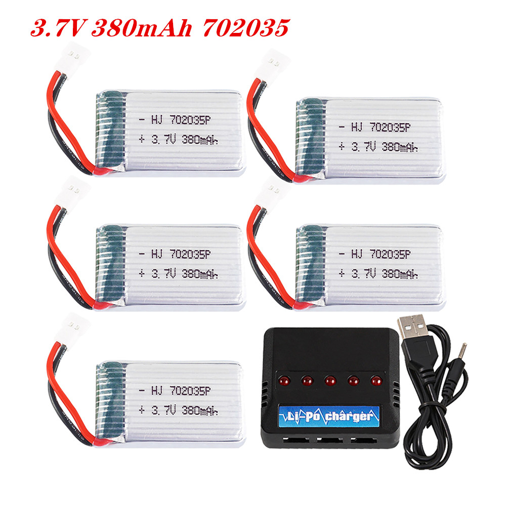 Rc Helicopter Parts - 3.7v 380mah 702035リポバッテリー充電式バッテリー充電器hubsan X4 H107 H107L