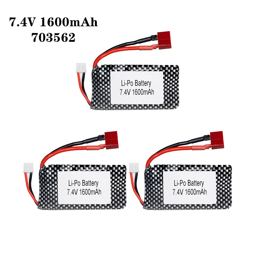 Rc Helicopter Parts - 1/2/3ピース/ロット7.4v 1600mah 703562 25Cリポバッテリー9125 rcカースペアパーツとwltoys 144001