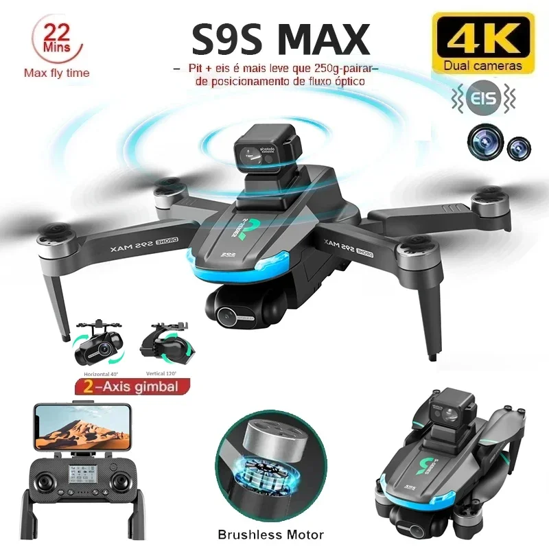 新しい S9S MAX ミニドローン 4K 2 軸 PTZ  - Rc Helicopter Mini のレビューと価格