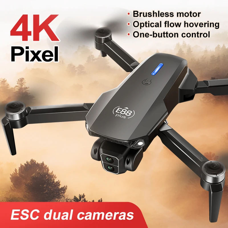 新型E88 Plusクアッドコプタードローン：90 °    - Rc Helicopter Electric のレビューと価格